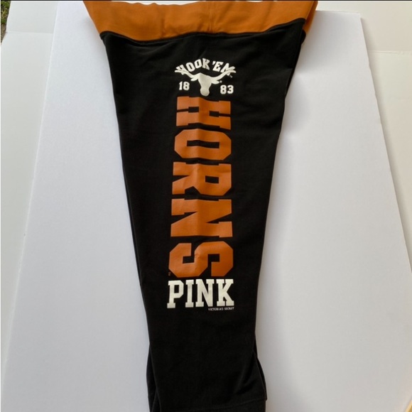 PINK VICTORIA’S SECRET 5th & Ocean Texas “Hook ‘em Horns “ Leggings Size L - Picture 2 of 9